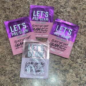 NEW PINK Victoria's Secret Let's Pre-Glam & Let's Glow Face Masks LOT OF 4